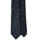 Clover Pattern Dark Navy Woven Silk Tie