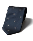 Clover Pattern Dark Navy Woven Silk Tie