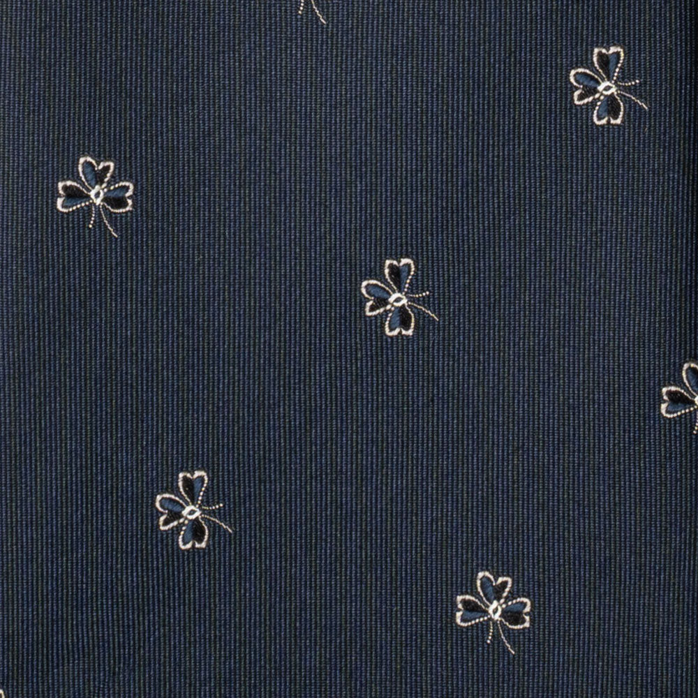Clover Pattern Dark Navy Woven Silk Tie
