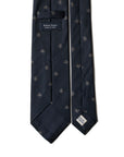 Clover Pattern Dark Navy Woven Silk Tie