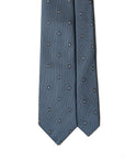 Geometric Medallion Pattern Azure Blue Woven Silk Tie