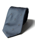 Geometric Medallion Pattern Azure Blue Woven Silk Tie