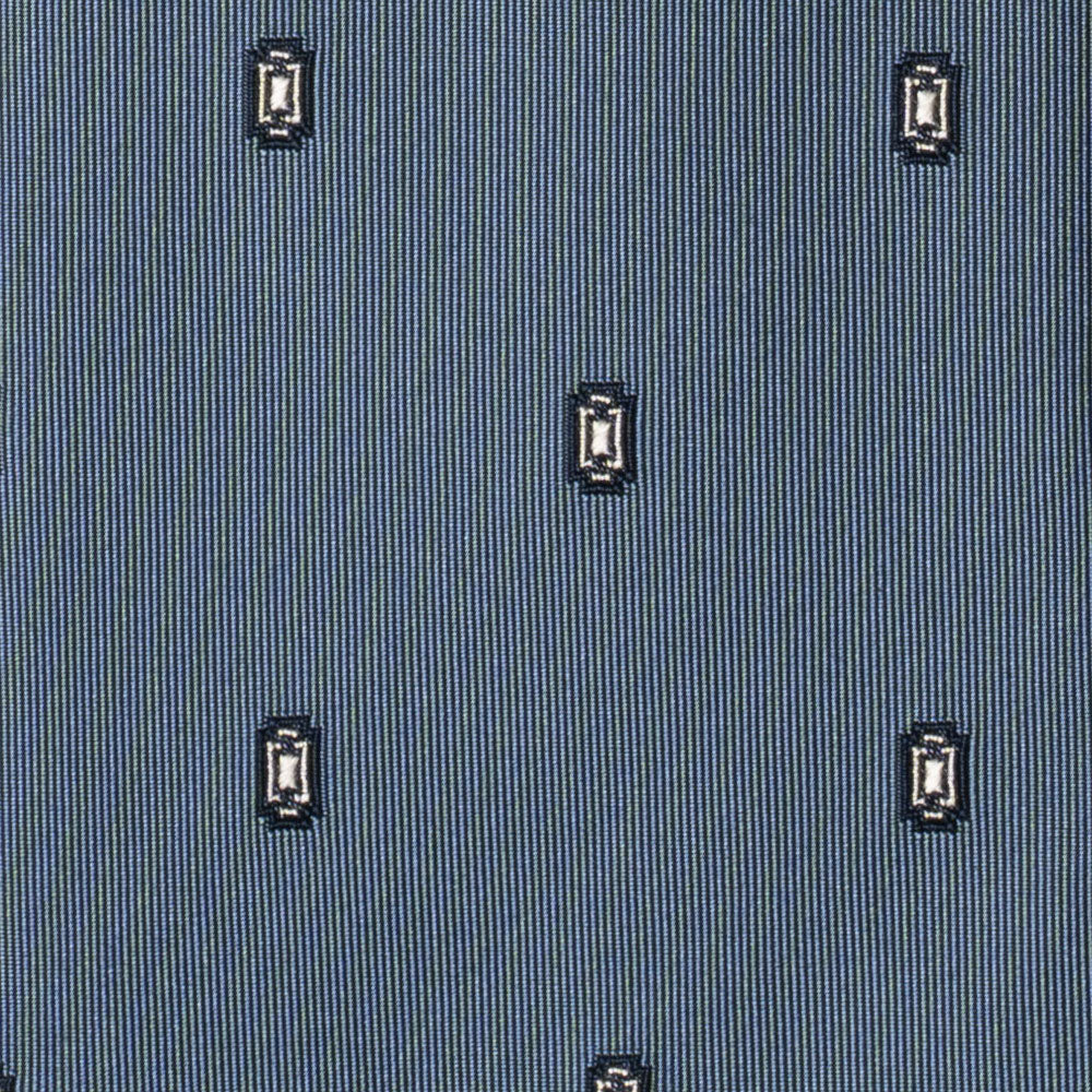 Geometric Medallion Pattern Azure Blue Woven Silk Tie