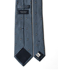 Geometric Medallion Pattern Azure Blue Woven Silk Tie