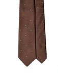 Geometric Medallion Pattern Milk Brown Woven Silk Tie