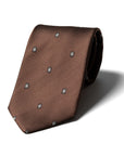 Geometric Medallion Pattern Milk Brown Woven Silk Tie