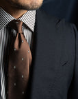 Geometric Medallion Pattern Milk Brown Woven Silk Tie