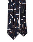 Signature Pattern Dark Navy Sand Brown Printed Silk Tie