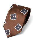 Big Flower Pattern Espresso Brown Woven Silk Tie