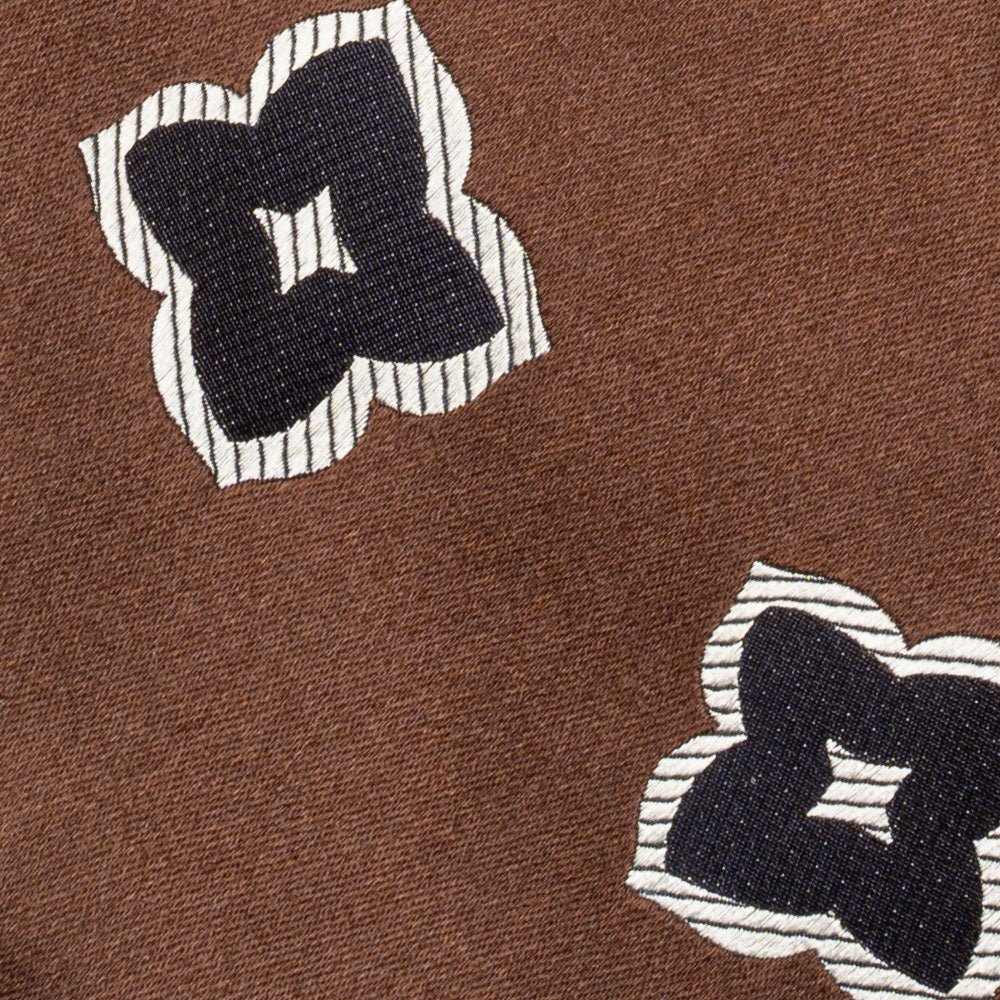 Big Flower Pattern Espresso Brown Woven Silk Tie