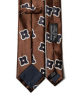 Big Flower Pattern Espresso Brown Woven Silk Tie