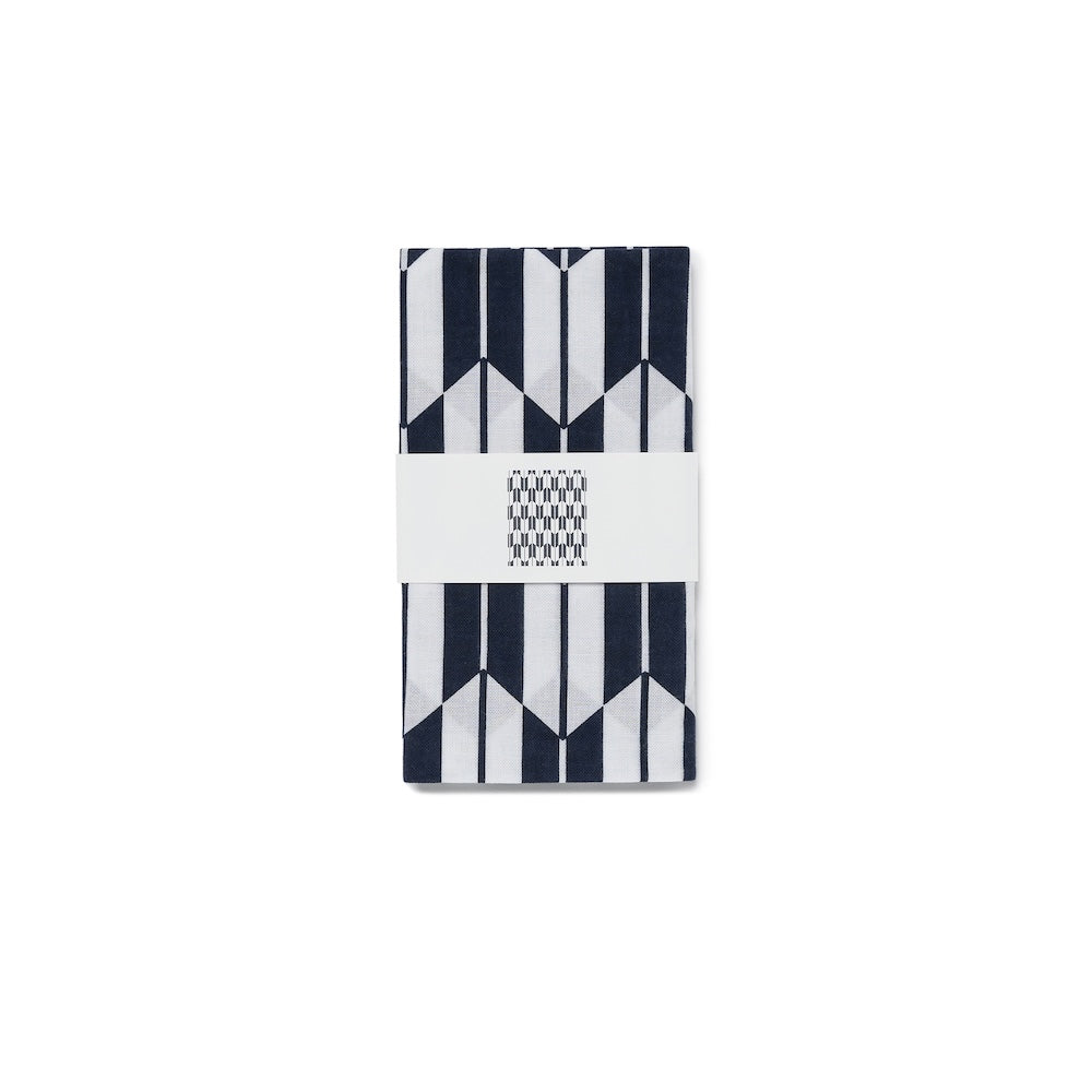 Yagasuri Pattern Navy Cotton Handkerchief Eco Bag