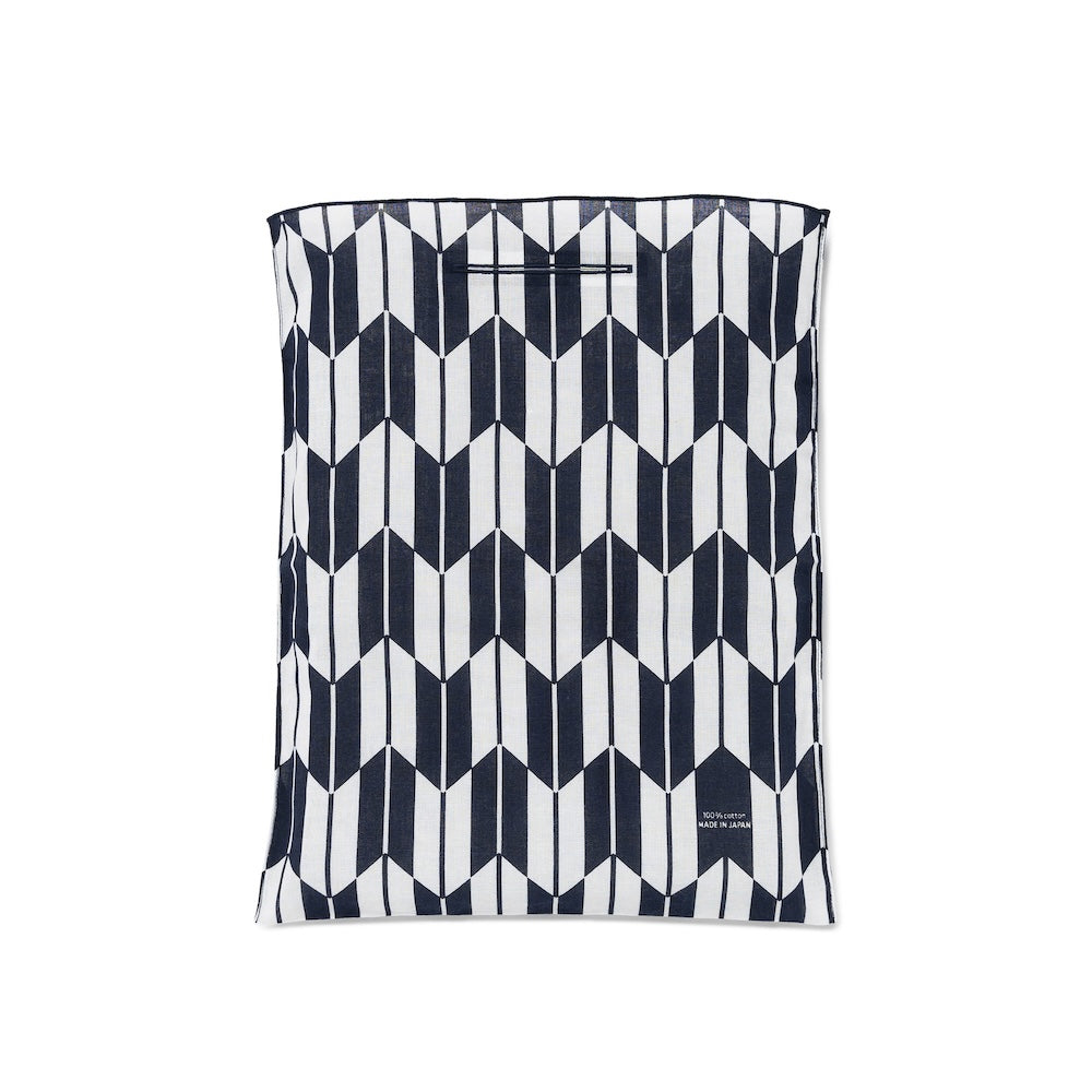 Yagasuri Pattern Navy Cotton Handkerchief Eco Bag