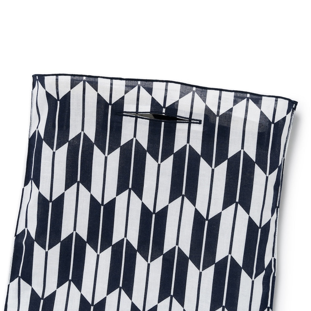 Yagasuri Pattern Navy Cotton Handkerchief Eco Bag