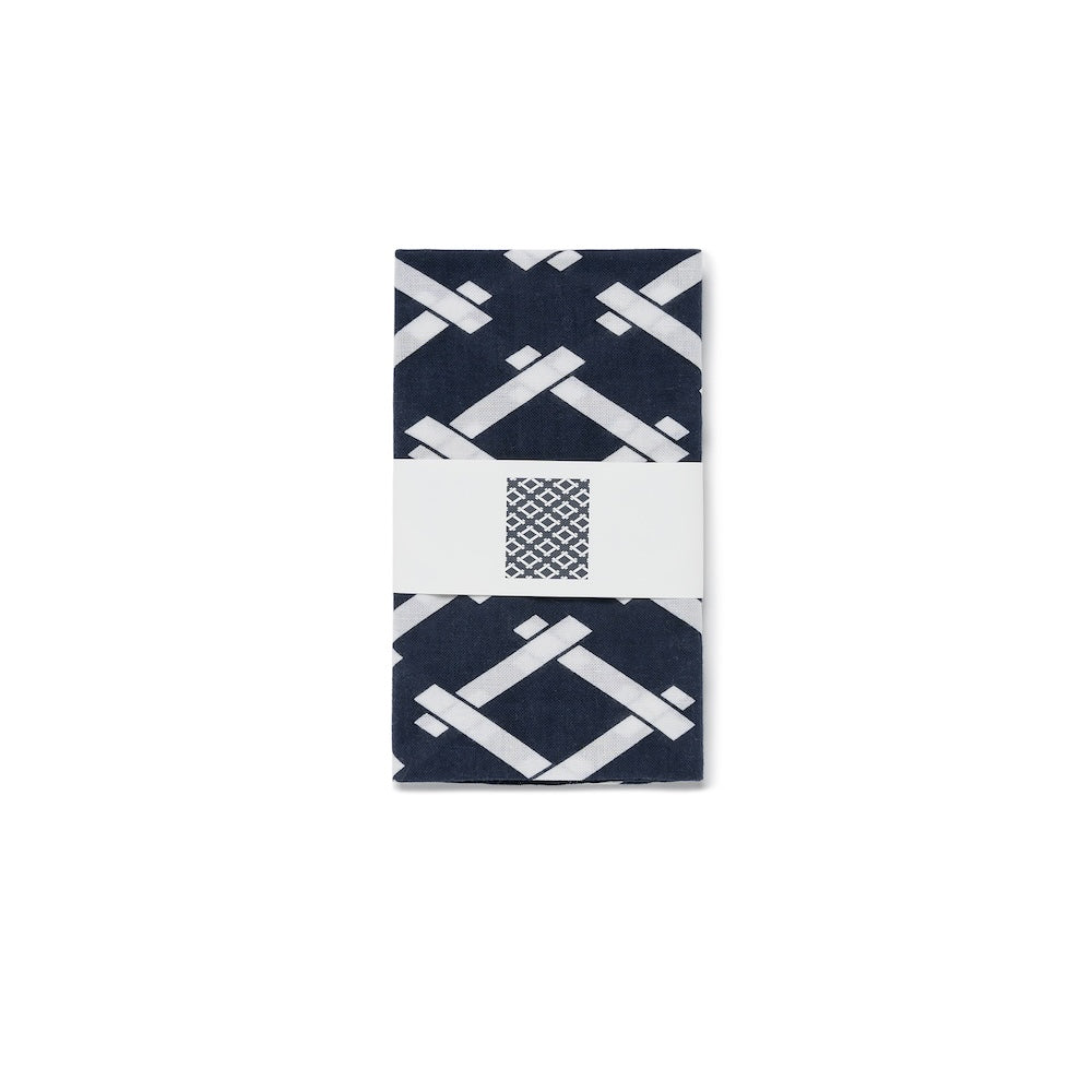 Kagome Pattern Navy Cotton Handkerchief Eco Bag