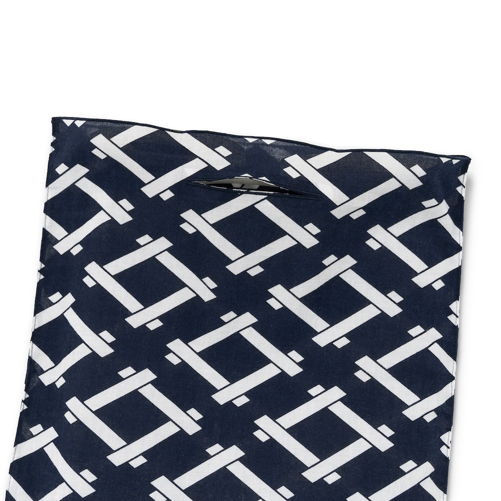 Kagome Pattern Navy Cotton Handkerchief Eco Bag