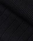 Black Microfiber Solid Ribbed Long Hose Socks