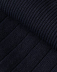 Navy Microfiber Solid Ribbed Long Hose Socks