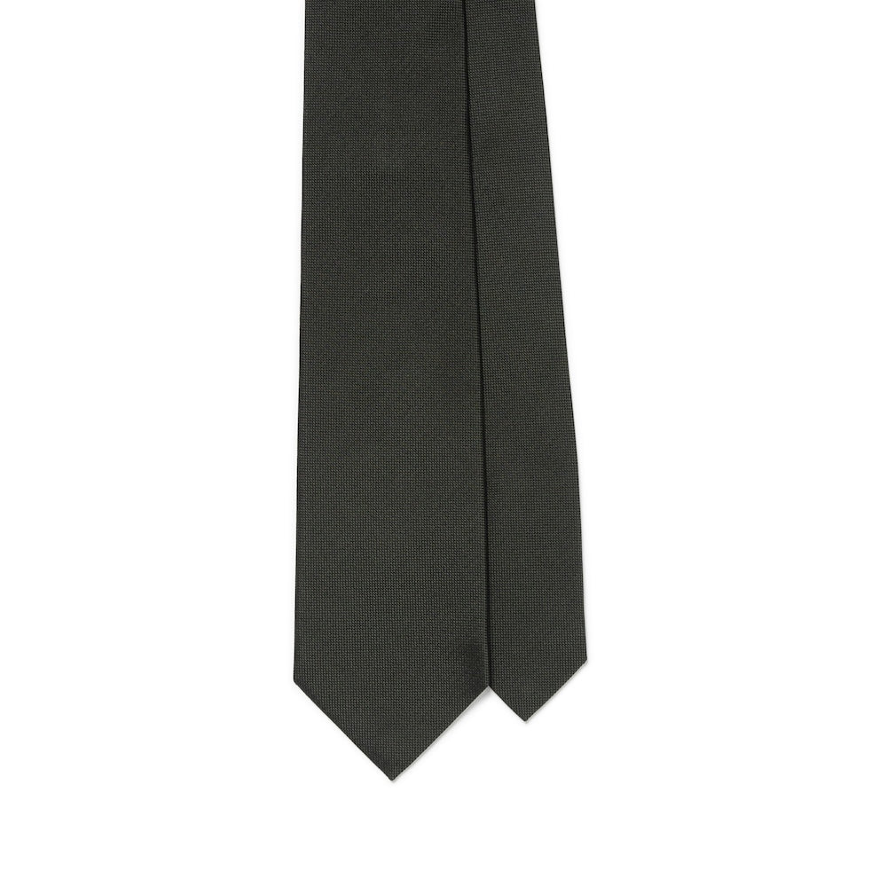 Deep Green Basket Solid Woven Silk Tie