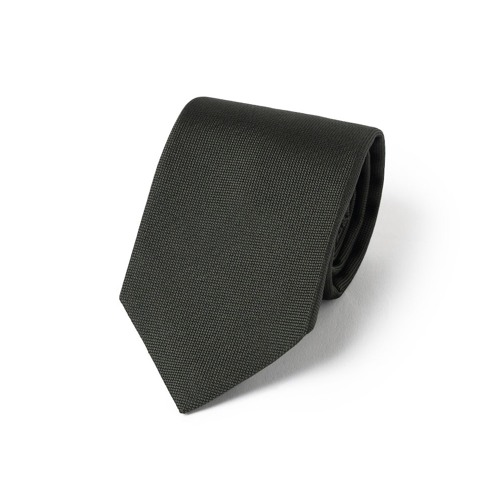 Deep Green Basket Solid Woven Silk Tie