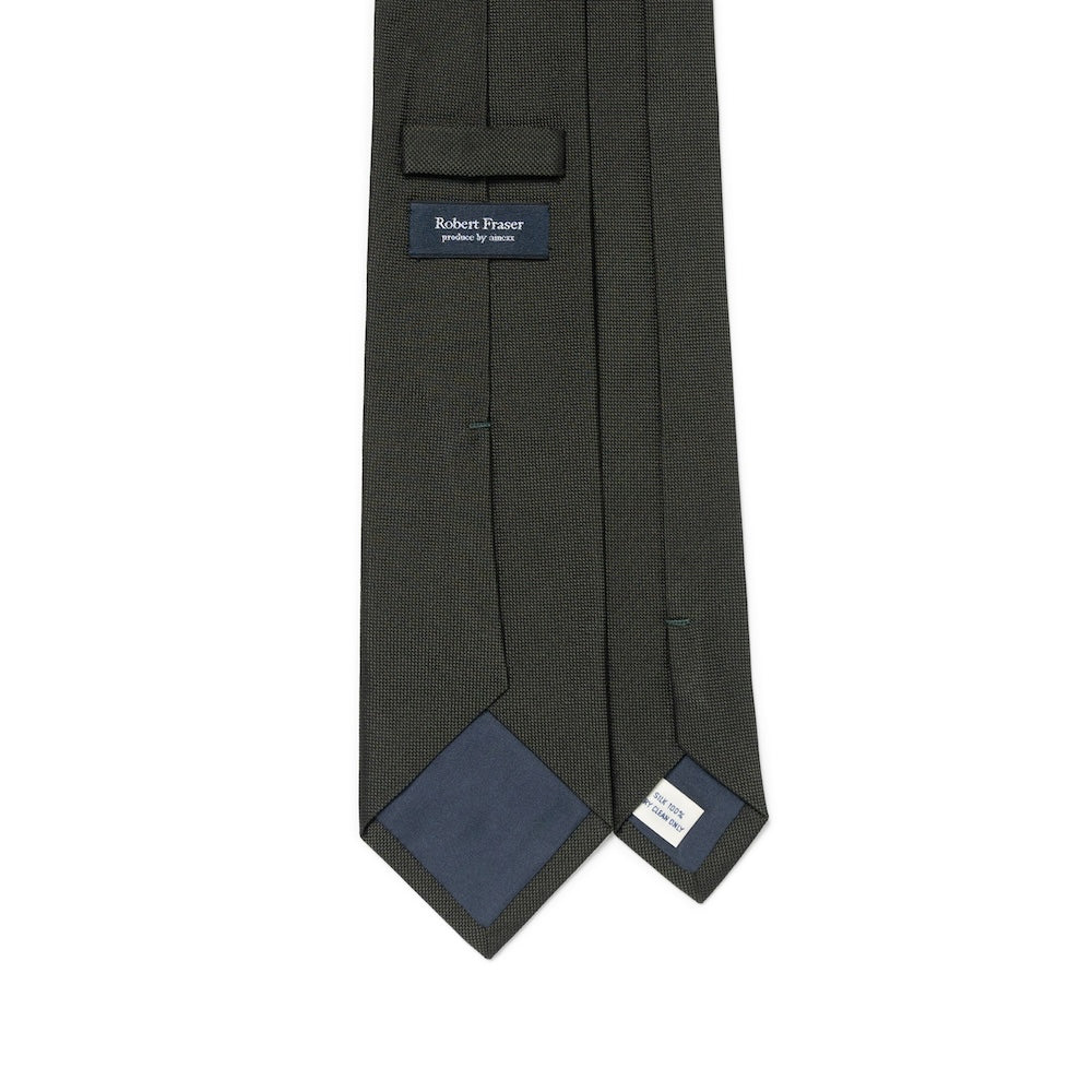 Deep Green Basket Solid Woven Silk Tie