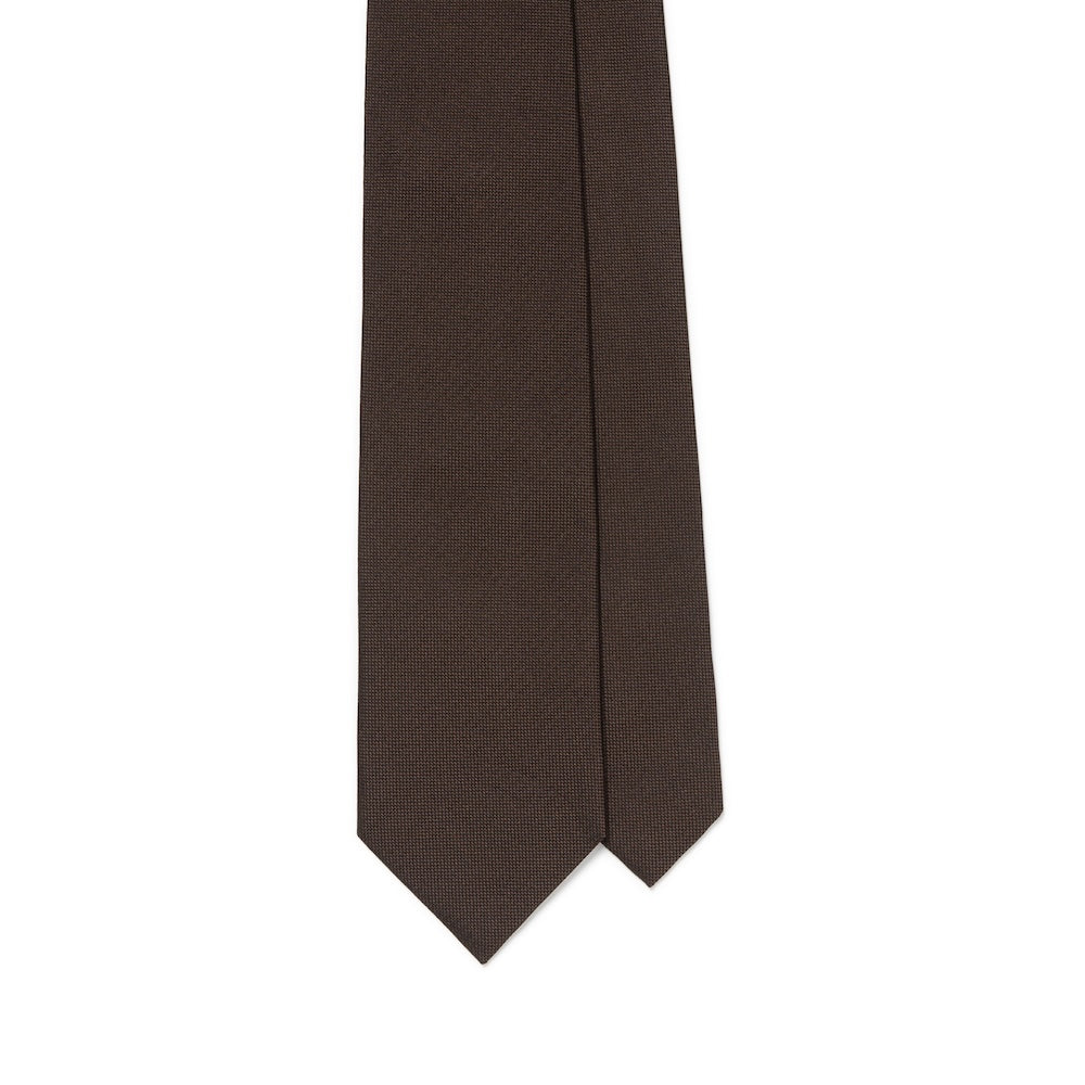 Espresso Brown Basket Solid Woven Silk Tie