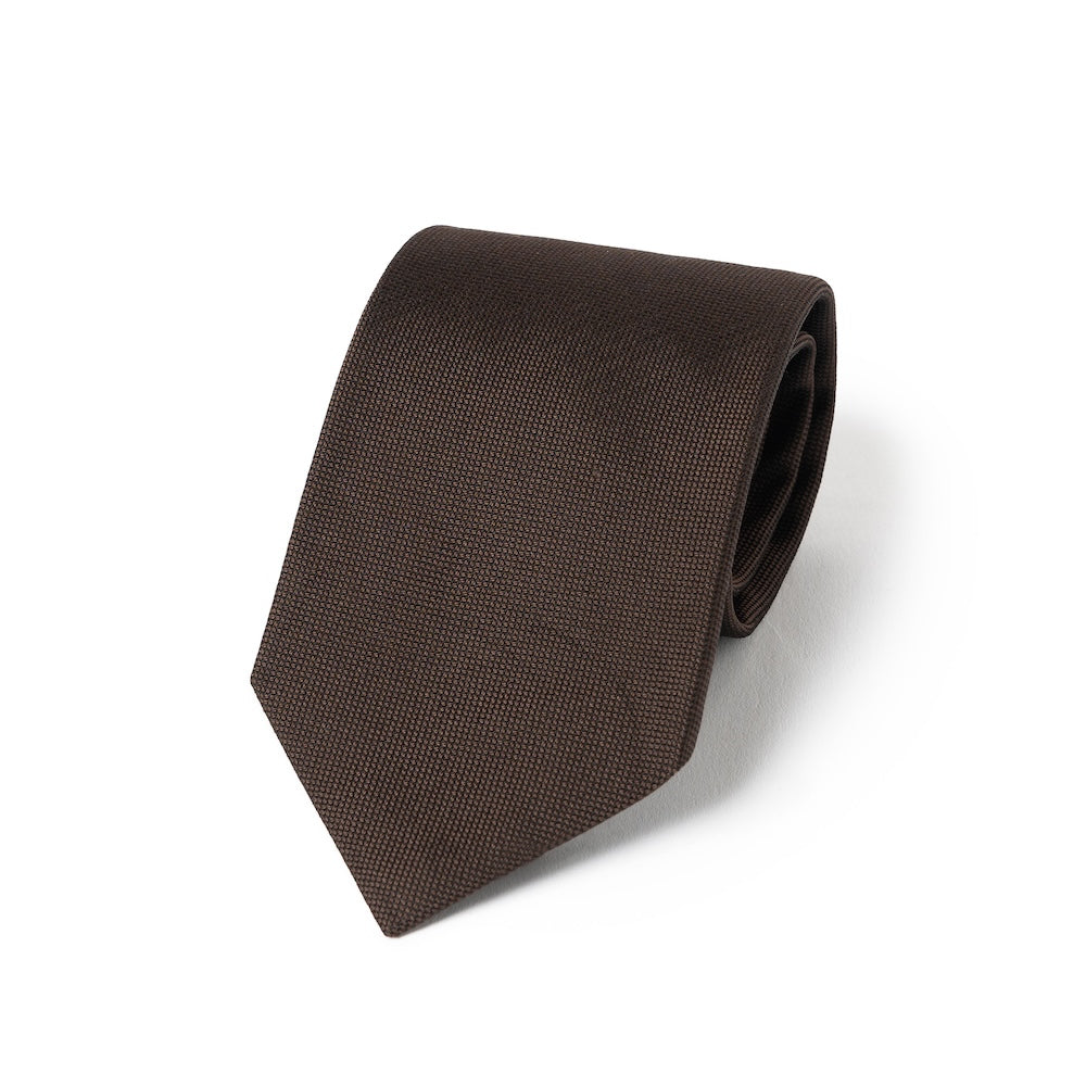 Espresso Brown Basket Solid Woven Silk Tie