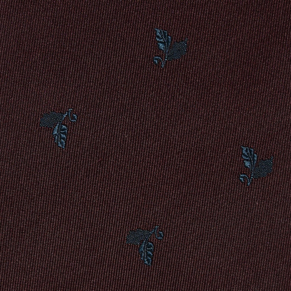 Mini Leaf Motif Pattern Deep Burgundy Woven Silk Tie