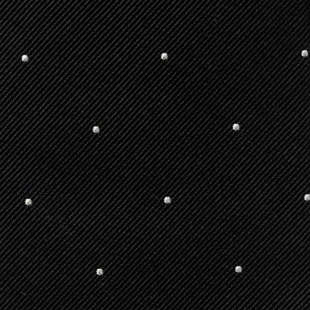 White Small Polka Dot Pattern Jet Black Woven Silk Tie