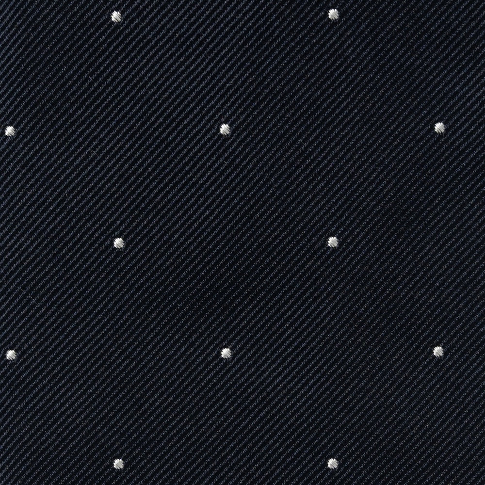 White Small Polka Dot Pattern Dark Navy Woven Silk Tie