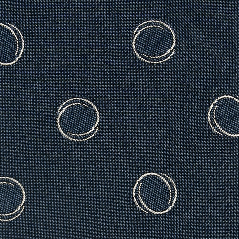 Big Double Circle Dot Pattern Dark Navy Woven Silk Tie