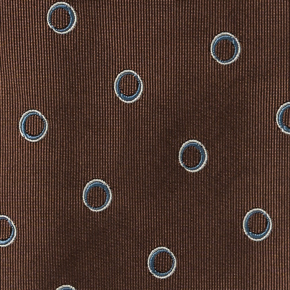 Small Double Circle Dot Pattern Chocolate Brown Woven Silk Tie