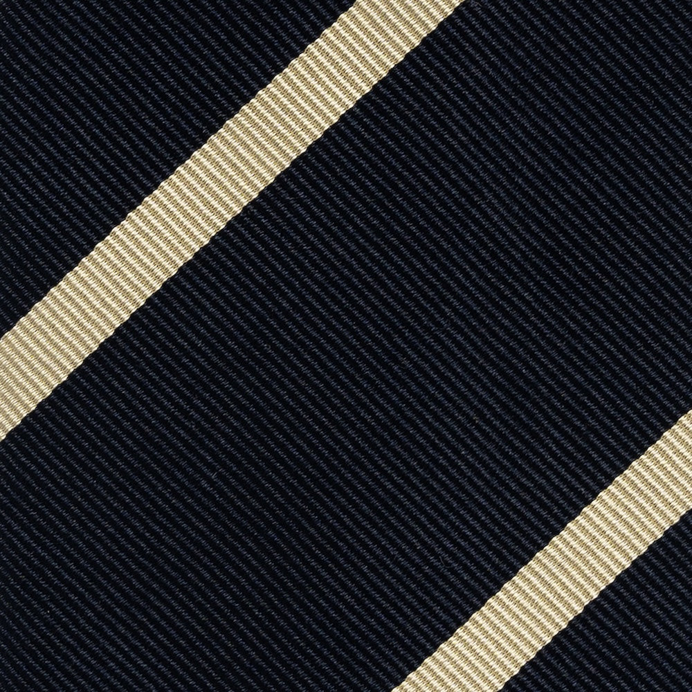 Champagne Gold Stripe Dark Navy Woven Silk Tie