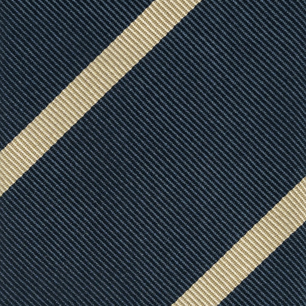 Champagne Gold Stripe Steel Blue Woven Silk Tie