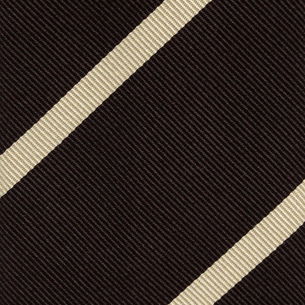 Champagne Gold Stripe Espresso Brown Woven Silk Tie