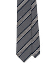 White Quattro Stripe Charcoal Grey Woven Silk Tie