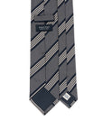 White Quattro Stripe Charcoal Grey Woven Silk Tie