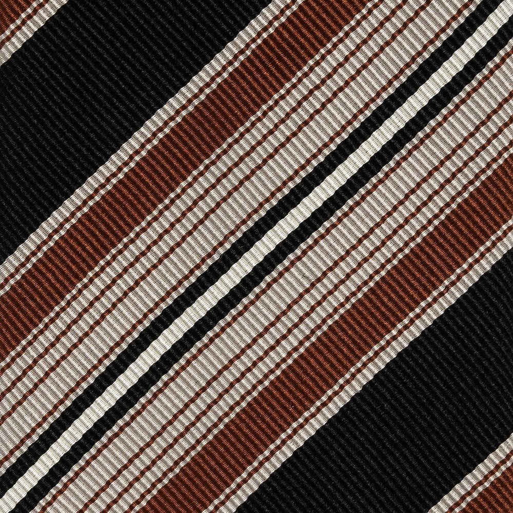 Multi Stripe Black Orange Brown Woven Silk Tie