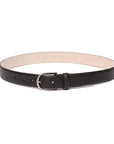 Mocha Brown Grain Calf Leather Brushed Silver Belt
