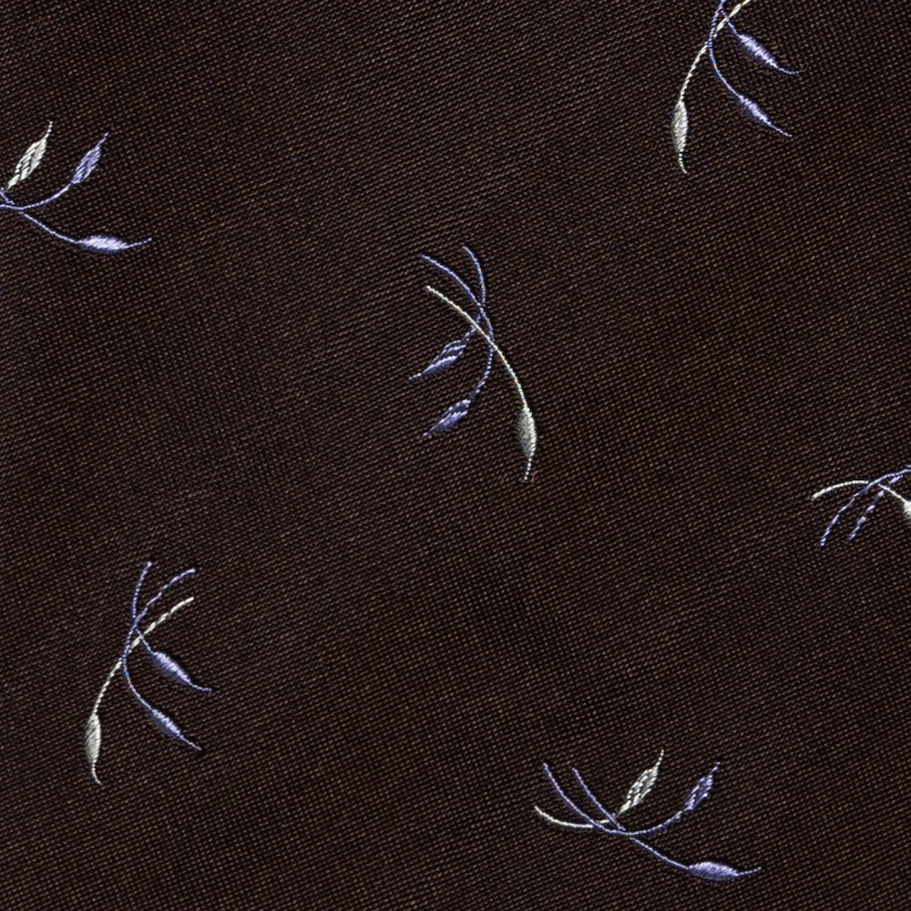 Leaf Motif Pattern Espresso Brown Woven Silk Tie