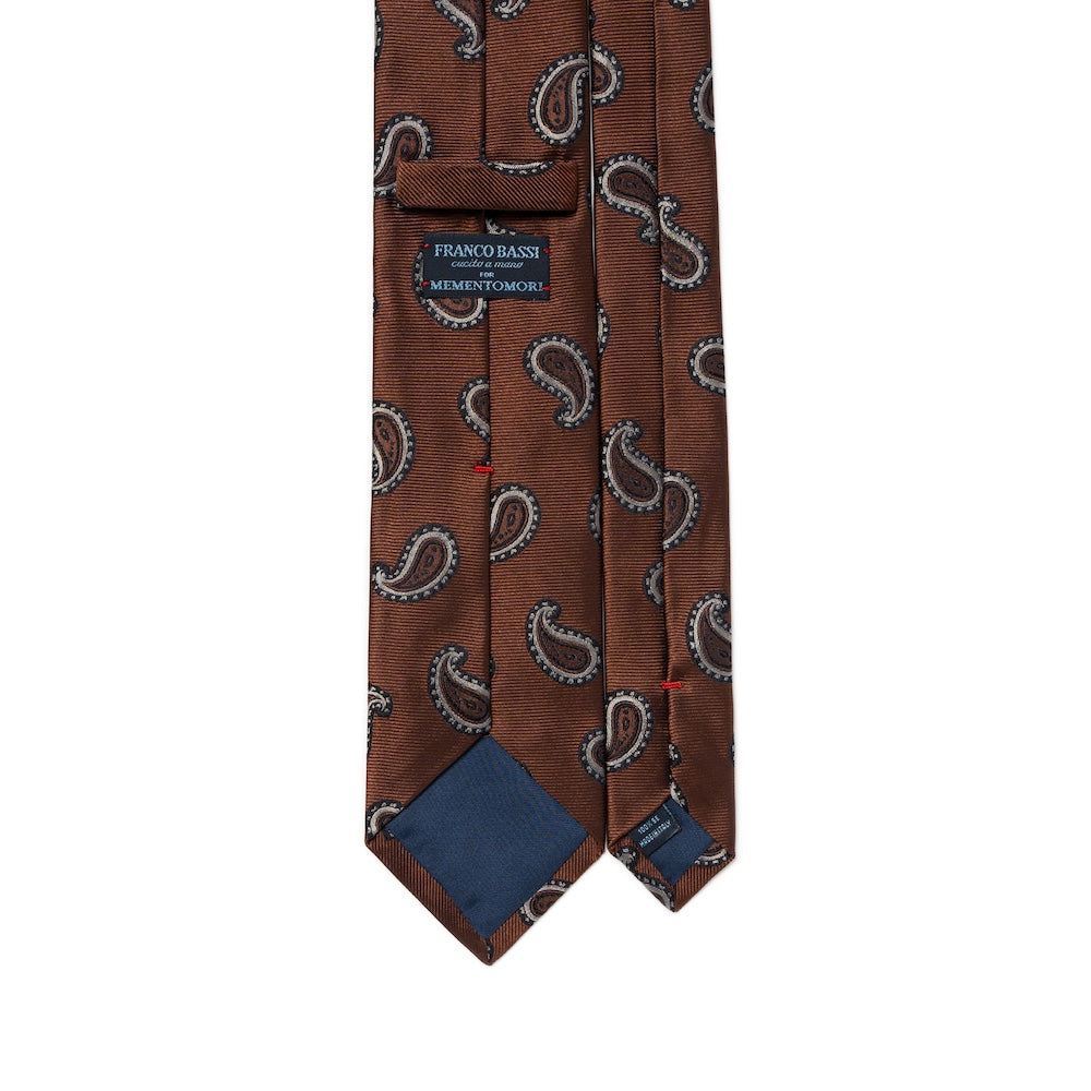 Classic Paisley Pattern Brick Brown Woven Silk Tie