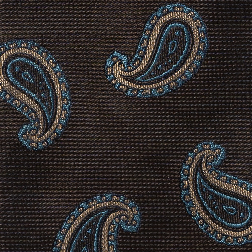Classic Paisley Pattern Espresso Brown Woven Silk Tie