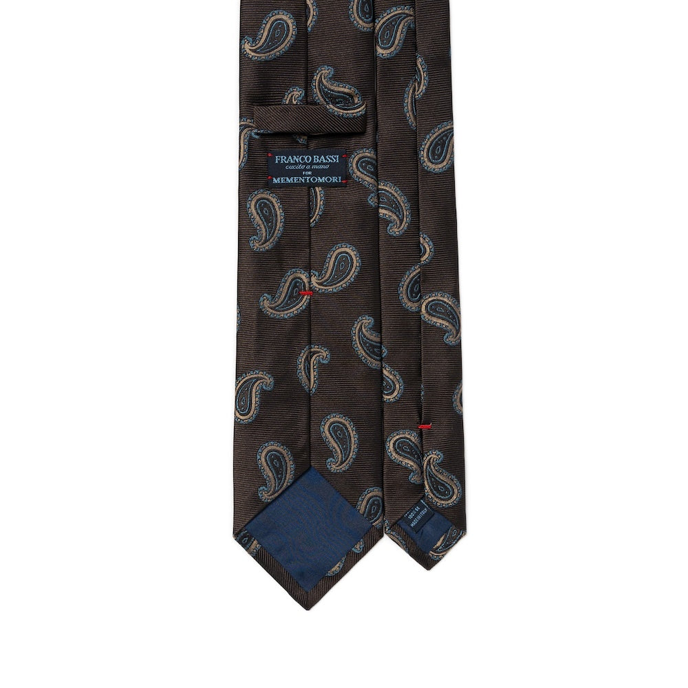 Classic Paisley Pattern Espresso Brown Woven Silk Tie