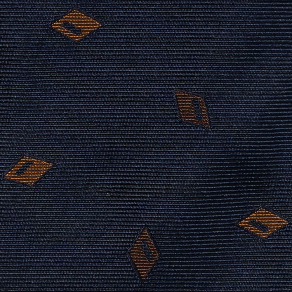 Brown Diamond Icon Pattern Dark Navy Woven Silk Tie