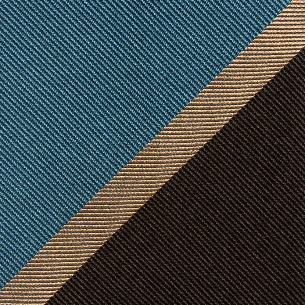 Franco Bassi Signature Block Stripe Espresso Brown Steel Blue Woven Silk Tie