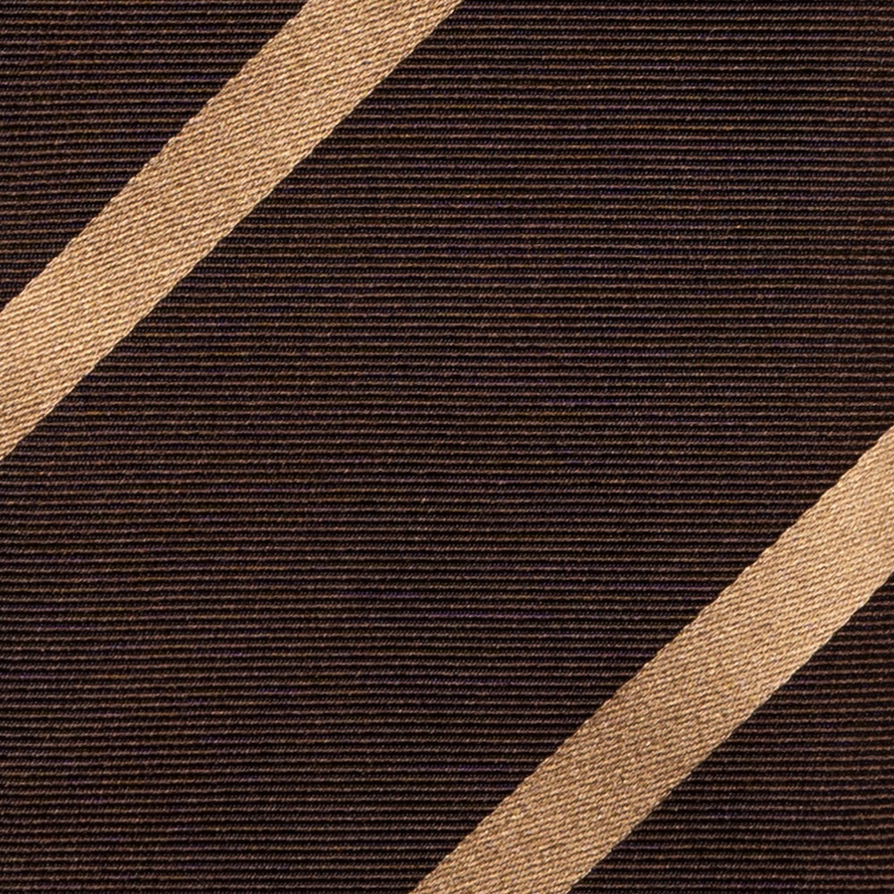 Franco Bassi Champagne Gold Satin Stripe Espresso Brown Twill Woven Silk Tie