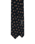 Square Dot Pattern Forest Navy Brown Printed Wool Tie