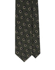 Square Dot Pattern Forest Green Beige Printed Wool Tie