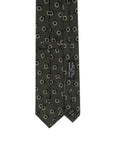 Square Dot Pattern Forest Green Beige Printed Wool Tie