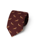Kitsune Pattern Burgundy Printed Wool Tie